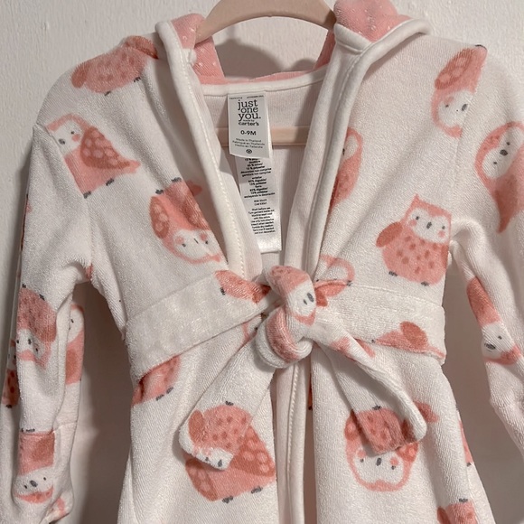 Baby Girls' Owls Bath Robe - Just One You Made By Carter’s - Pink - Size 0-9M - Picture 2 of 5